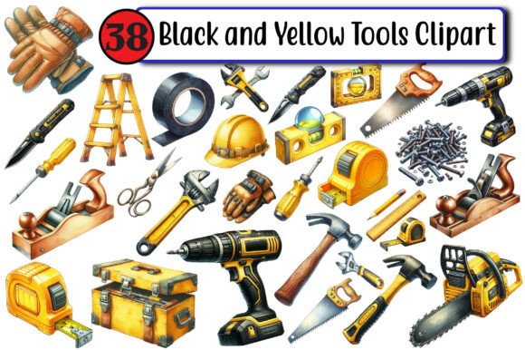 Download Black and Yellow Tools Clipart - Clipart Collection