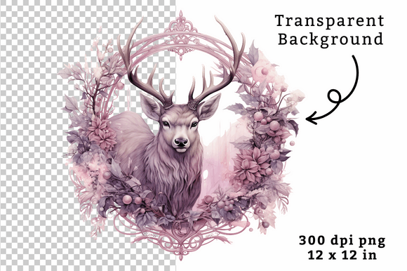 Download Purple Watercolor Reindeer Clipart PNG - Clipart Collection
