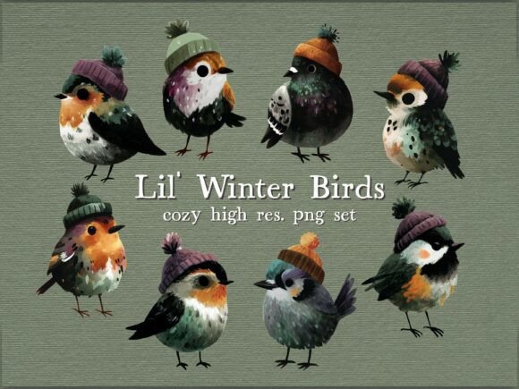 Download Lil' Winter Birds | Cozy Clipart Set - Clipart Collection