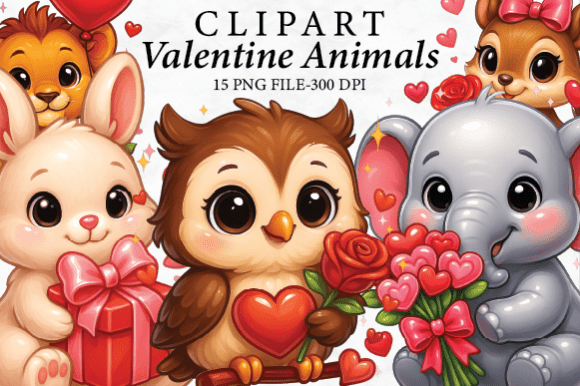 Download Valentine Cute Animal Clipart Bundle - Clipart Collection