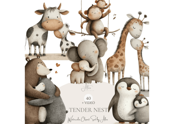 Download Mom and Baby Animal Clipart - Clipart Collection
