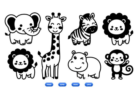 Download Cute Safari Animal Clipart SVG - Clipart Collection