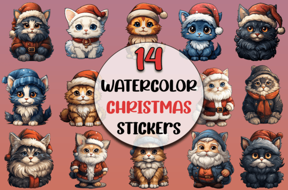 Download Cute Christmas Cats Clipart Bundle, SVG - Clipart Collection