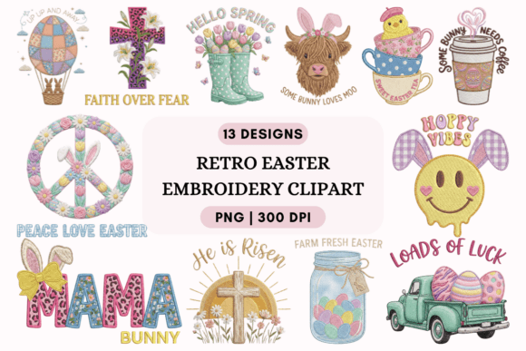 Download Retro Easter Embroidery PNG Clipart - Clipart Collection
