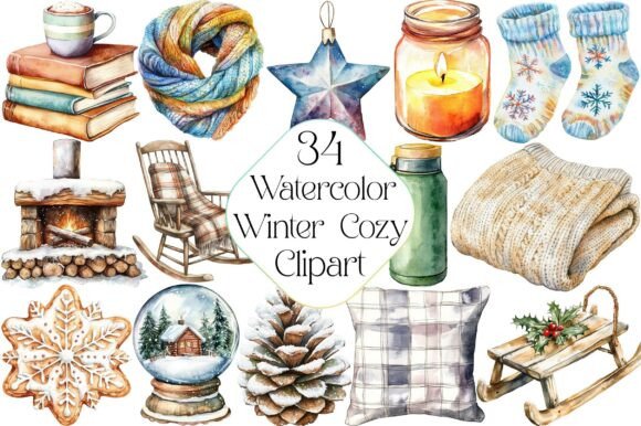 Download Watercolor Winter Cozy Clipart - Clipart Collection