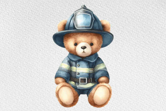Download Firefighter Teddy Watercolor Clipart - Clipart Collection
