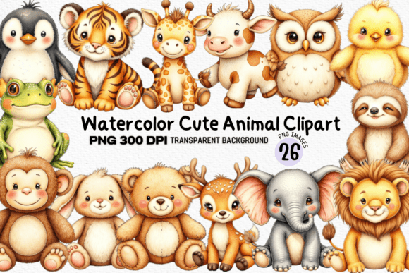 Download Watercolor Cute Animal Clipart Bundle - Clipart Collection