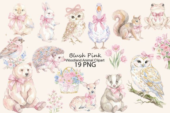 Download Blush Pink Woodland Animal Clipart - Clipart Collection