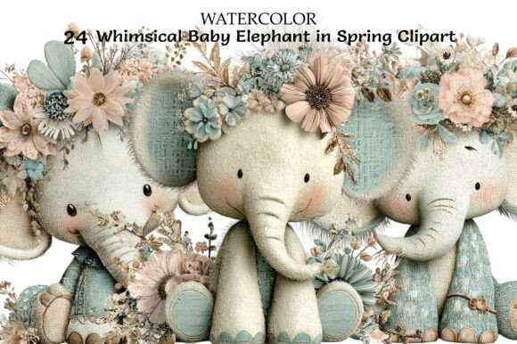 Download Whimsical Baby Elephant Spring Clipart - Clipart Collection