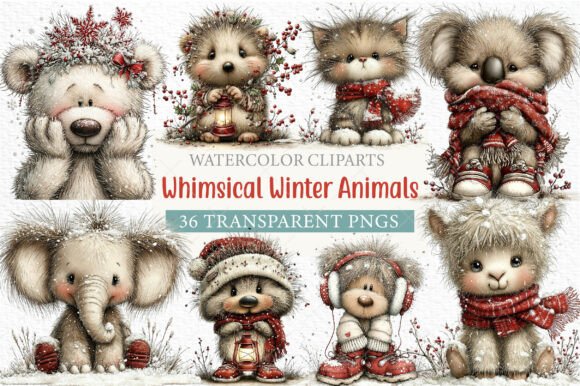 Download Whimsical Winter Animals Clipart Png - Clipart Collection