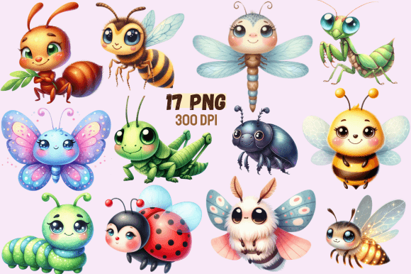 Download Cute Insects Watercolor Clipart for Kids - Clipart Collection