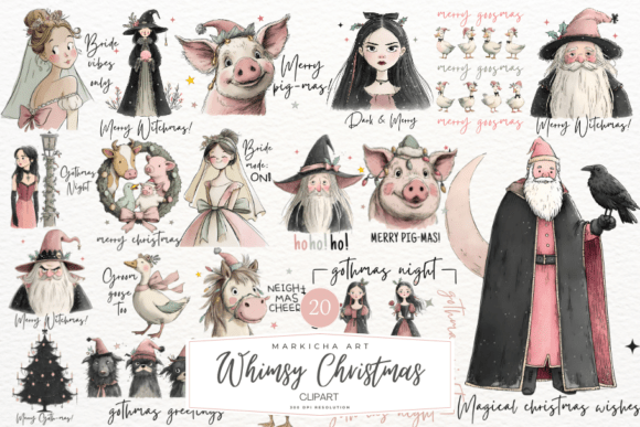 Download Whimsical Christmas Clipart Png Bundle - Clipart Collection