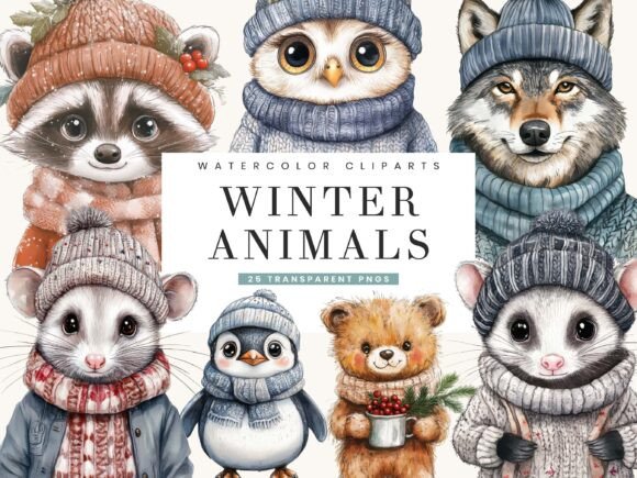 Download Winter Animals Clipart Bundle - Clipart Collection