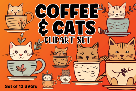 Download Coffee and Cat Clipart Set - Clipart Collection