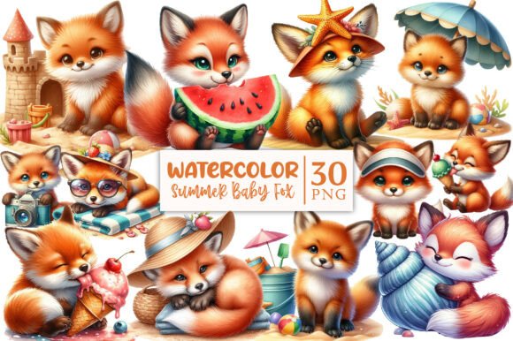 Download Cute Summer Baby Fox Clipart - Clipart Collection