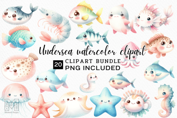 Download Cute Sea Animals Watercolor Clipart - Clipart Collection