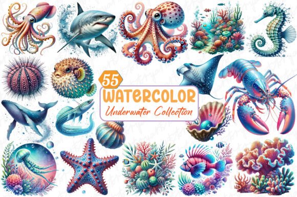Download Underwater Watercolor Collection - Underwater watercolor collection Collection