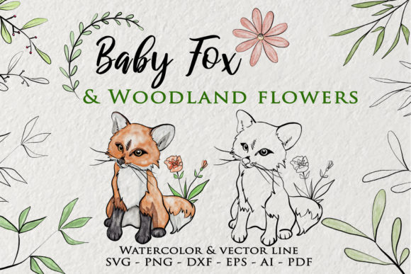 Download Baby Fox Clipart Woodland Flower - Clipart Collection