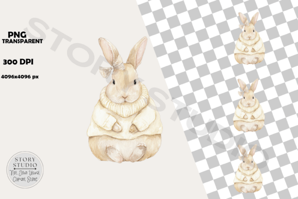 Download Cozy Bunny Clipart in White Sweater - Clipart Collection