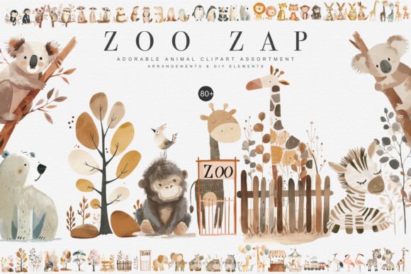 Download Watercolor Zoo Animal Clipart Collection - Clipart Collection