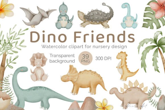 Download Dinosaur Watercolor Clipart for Kids - Clipart Collection
