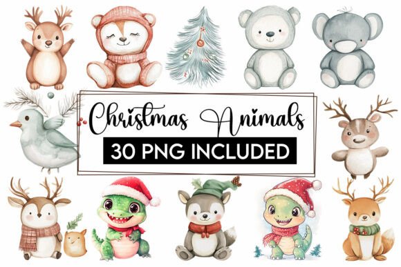 Download Christmas Baby Animals Clipart PNG Santa - Clipart Collection