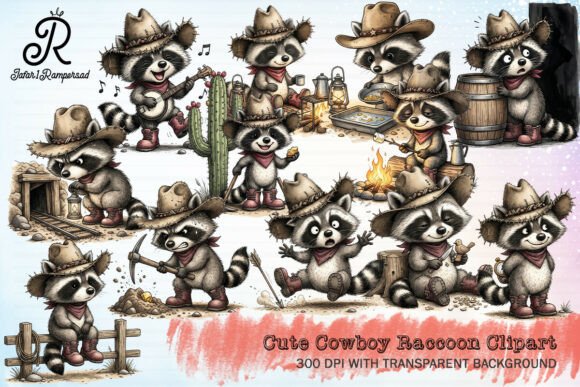 Download Cute Cowboy Raccoon Clipart - Clipart Collection