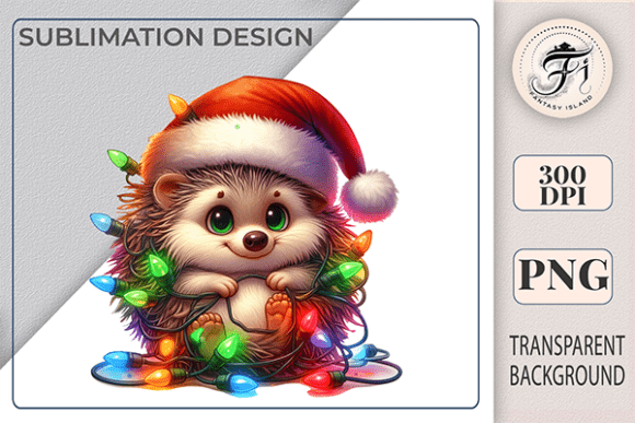 Download Cute Christmas Hedgehog Lights Clipart - Clipart Collection