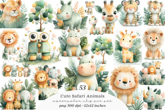 Download Cute Safari Animals Clipart - Clipart Collection
