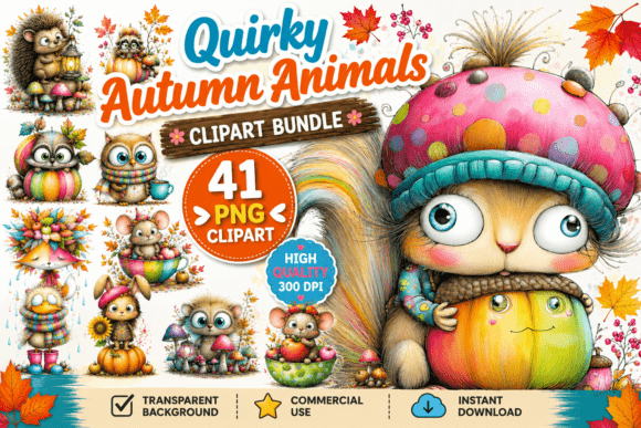 Download Quirky Funny Autumn Animals Clipart - Clipart Collection
