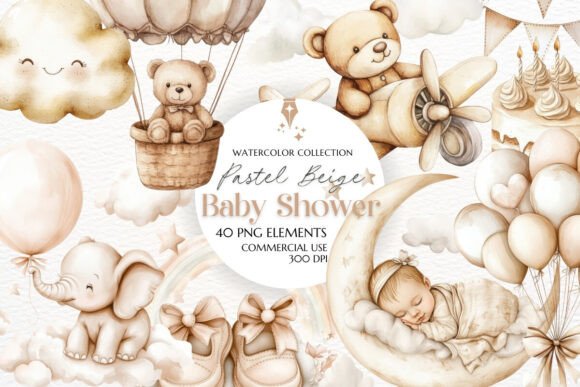 Download Pastel Beige Baby Shower Clipart - Clipart Collection