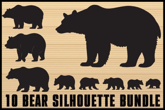 Download Bear Silhouette Vector Clipart Set - Clipart Collection