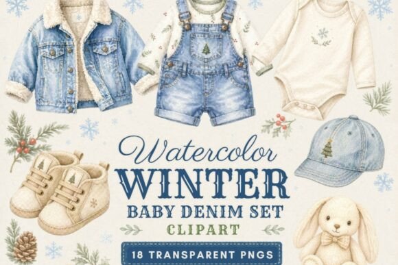 Download Winter Baby Denim Clipart | Watercolor - Clipart Collection