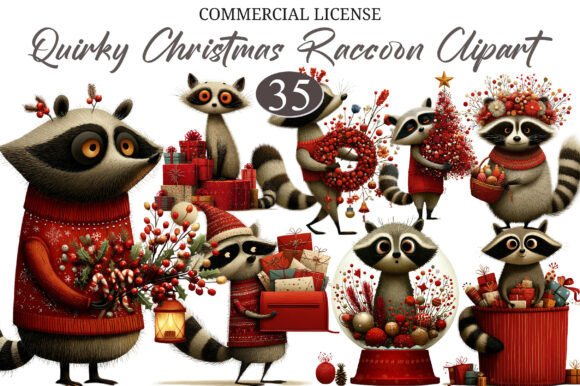 Download Quirky Christmas Raccoon Clipart - Clipart Collection