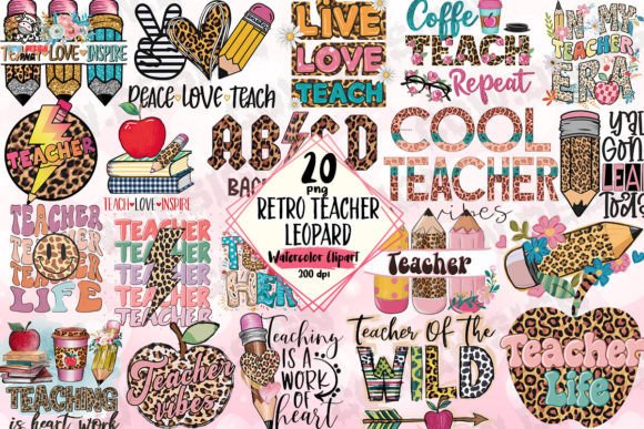 Download Retro Teacher Leopard Clipart PNG - Clipart Collection