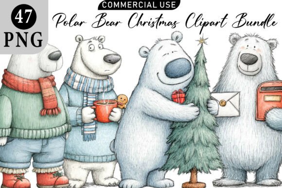 Download Polar Bear Christmas Clipart - Clipart Collection