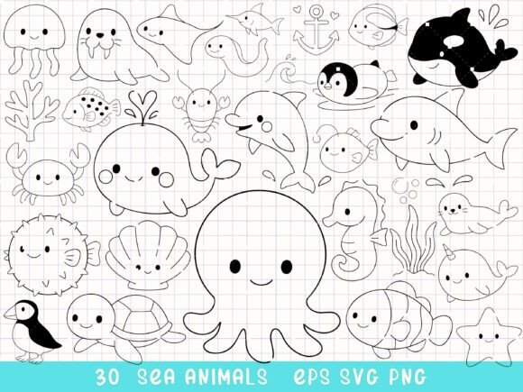 Download Sea Animals Clipart Ocean Animal Svg - Ocean Collection