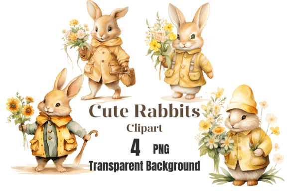 Download Watercolor Cute Rabbits Clipart - Clipart Collection