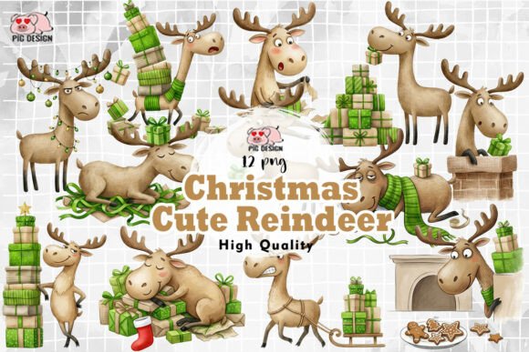 Download Christmas Cute Reindeer Clipart PNG - Clipart Collection