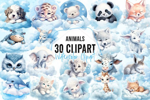 Download Pastel Blue Baby Animal Sleeping Clipart - Clipart Collection