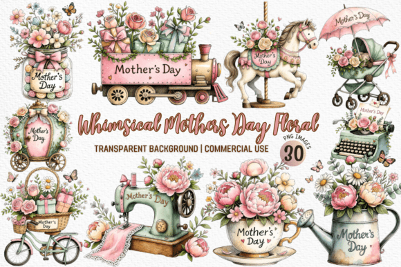 Download Whimsical Mother's Day Floral Clipart - Clipart Collection