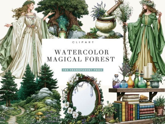 Download Watercolor Magical Forest Clipart - Clipart Collection
