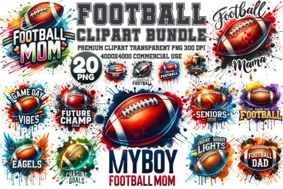 Download Football Clipart Sublimation PNG Bundle - Clipart Collection