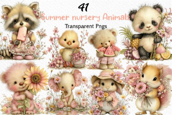 Download Whimsical Summer Nursery Animals Clipart - Clipart Collection