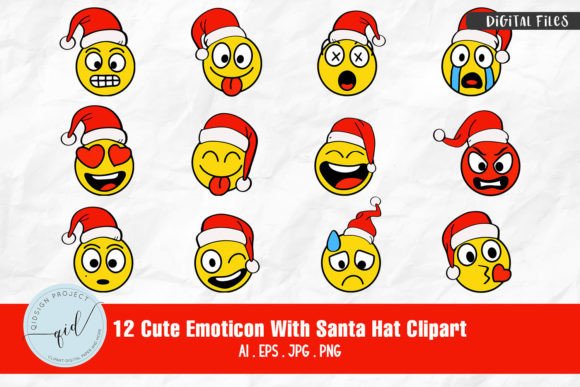 Download 12 Cute Emoticon with Santa Hat Clipart - Clipart Collection