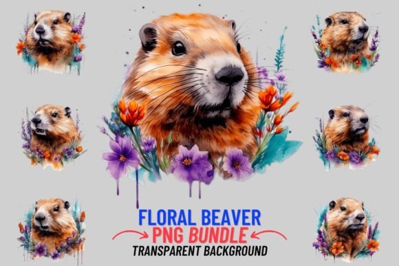 Download Watercolor Floral Beaver 12 PNG Clipart - Clipart Collection