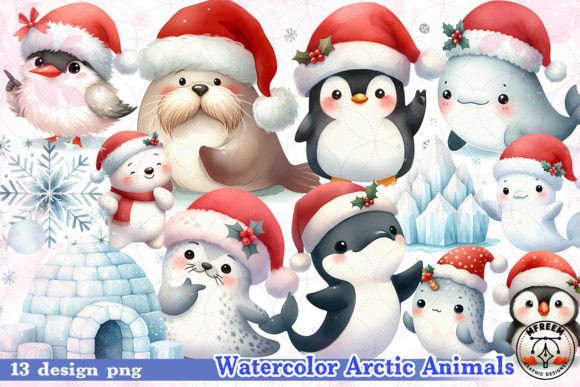 Download Watercolor Arctic Animals Clipart PNG - Clipart Collection