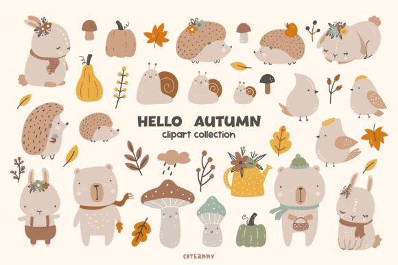 Download Hello Autumn Woodland Animals Cliparts - Clipart Collection