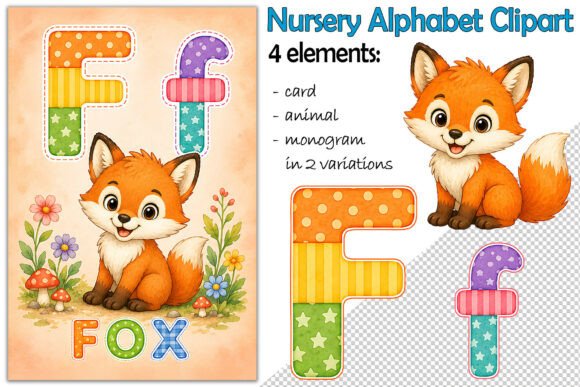Download Alphabet Clipart Letter F, Baby Fox PNG - Clipart Collection
