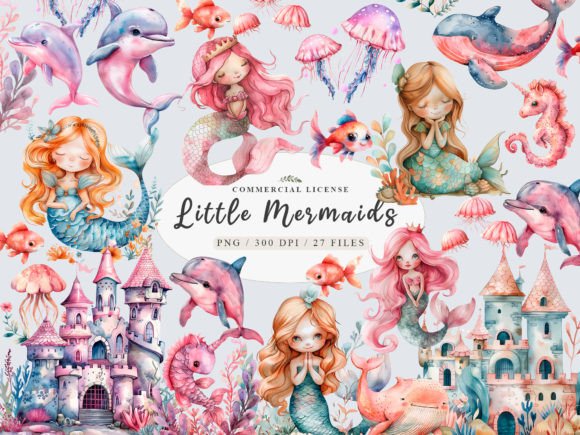 Download Little Mermaid Png, Cute Mermaid Clipart - Clipart Collection